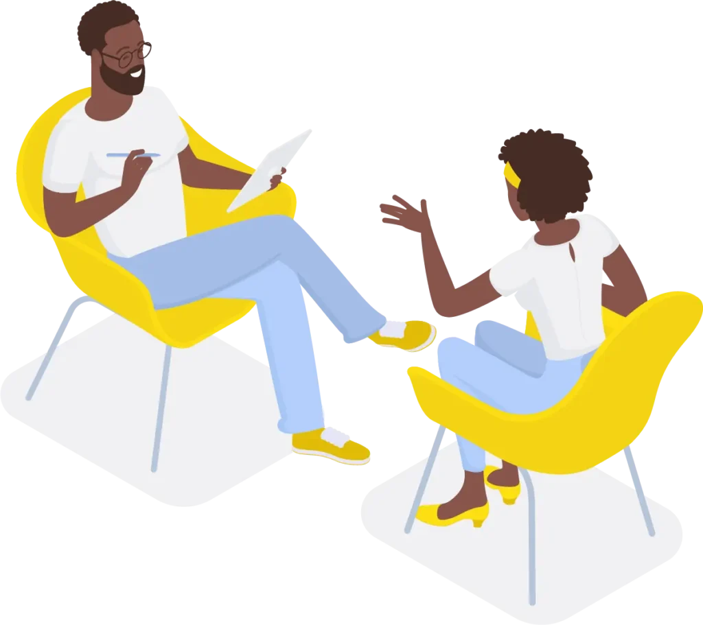 Psychotherapist making notes at session - art