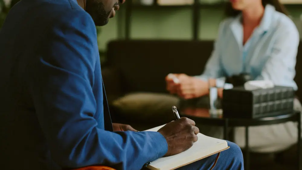 Warm, private in-person psychiatry consultation room near Highway 360