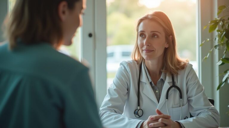 telehealth psychiatry versus in person visits — editorial photograph, wide landscape composition