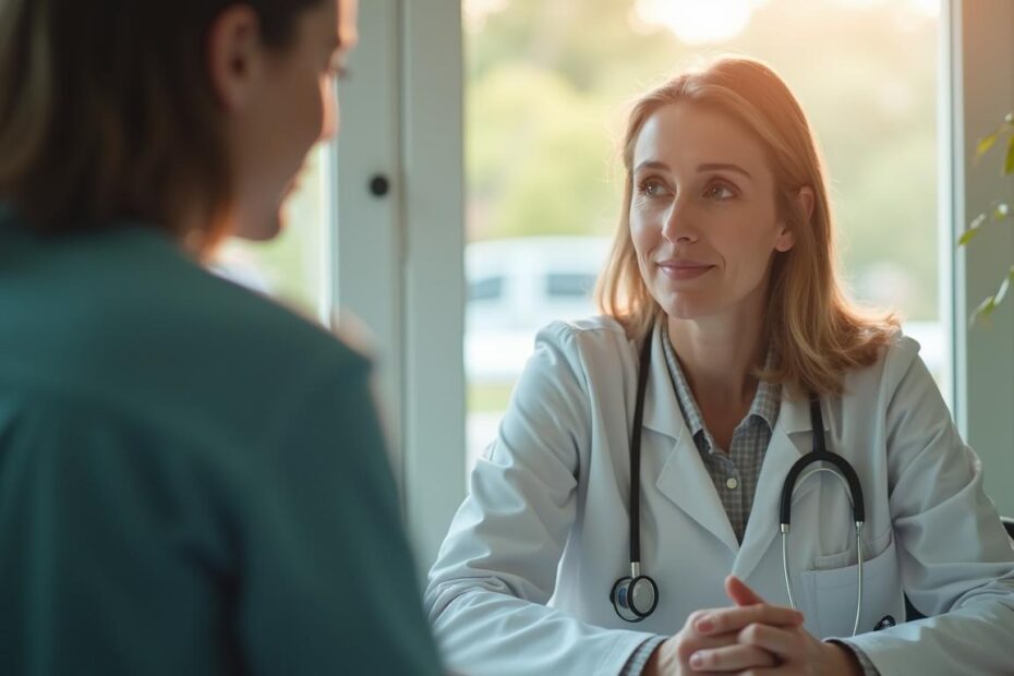 telehealth psychiatry versus in person visits — editorial photograph, wide landscape composition