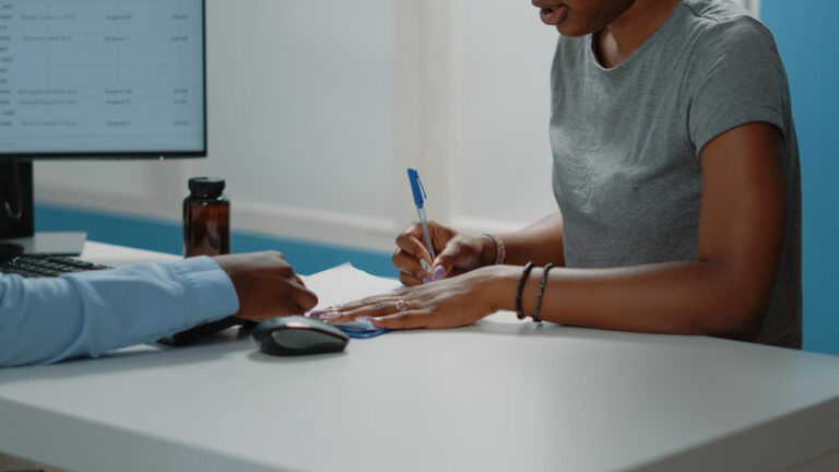 medication management appointment preparation — editorial photograph, wide landscape composition