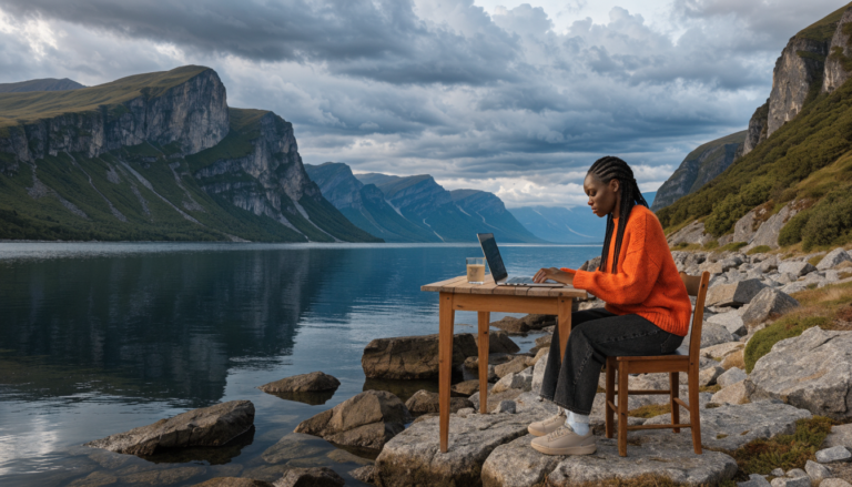 telehealth psychiatry in remote areas — editorial photograph, wide landscape composition